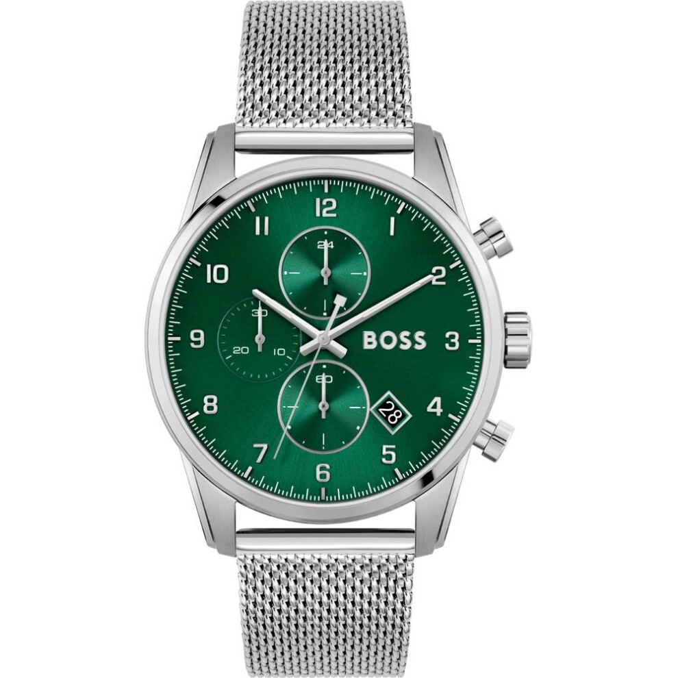 Hugo Boss 1513938 Skymaster Mens Watch Green,Silver