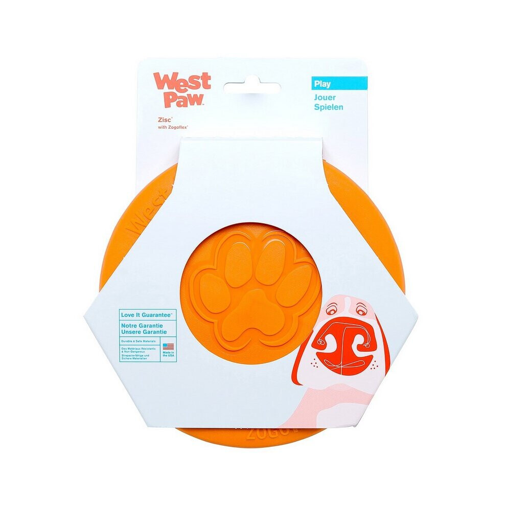 West Paw Zisc Dog Chew Toy Disc (Orange, Large) 