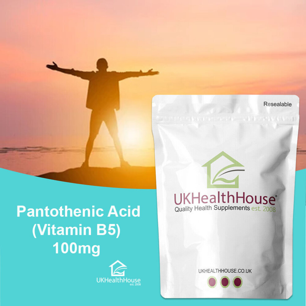 Vitamin B5 Pantothenic Acid 100mg - 120 Vegan Tablet Healthy Skin Acne