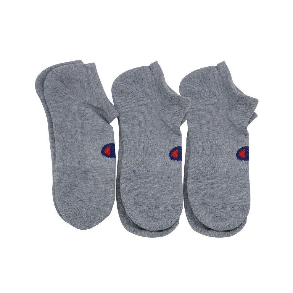 (Grey, UK 6-12) Champion Mens Low Cut Socks 3 Pack Regular Soft Cotton Gym Sports Trainer Socks