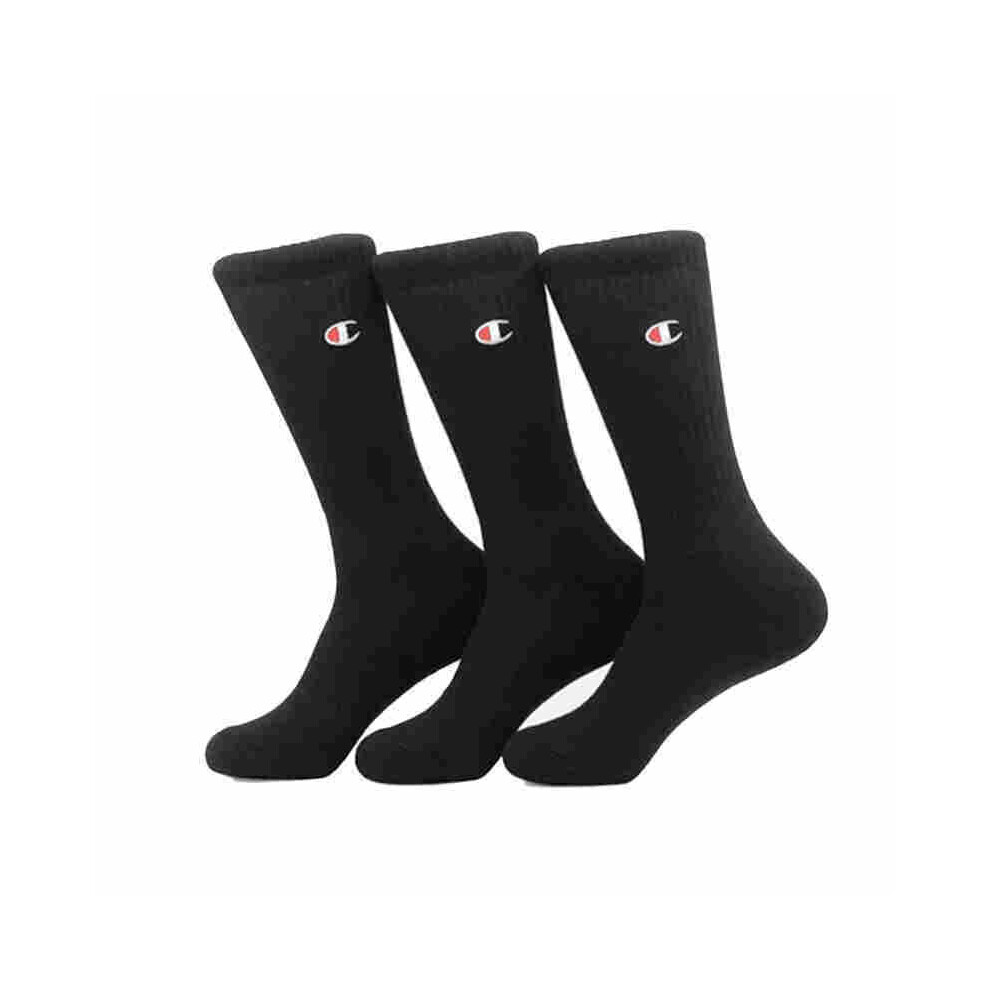 (Black, UK 6-12) Champion Mens Crew Socks 3X Pack