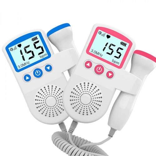 (Pink) Home Doppler Fetal Heart Rate Monitor Household Portable Pregnancy Baby Fetal Sound Heart Rate Detector LCD Display No Radiation