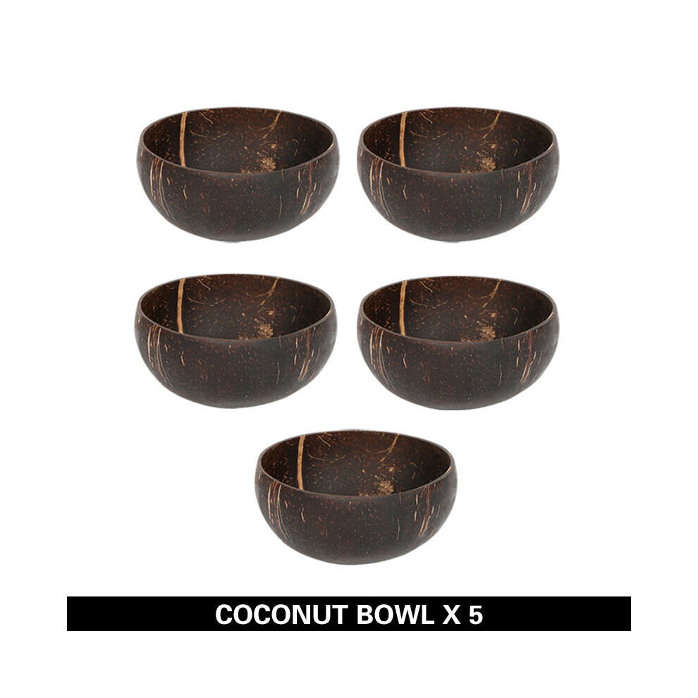 (YE ZI WAN X5) Natural coconut bowl set handmade coconut shell tableware wood spoon dessert fruit salad mixing bowl rice Ramen bowl 12-15cm-image-OPC-PBNQNJW-NEW