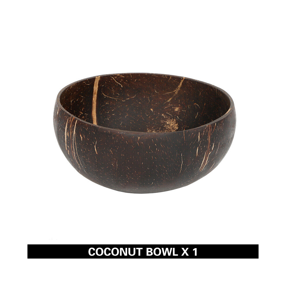 (YE ZI WAN) Natural coconut bowl set handmade coconut shell tableware wood spoon dessert fruit salad mixing bowl rice Ramen bowl 12-15cm-image-OPC-PBNQNJR-NEW