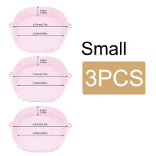 (3PCS-Small Pink) 3PCS Reusable Air Fryer Silicone Pot Oven Baking Tray for Pizza Airfryer Silicone Basket Fried Chicken Grill Pan Mat for Kitchen