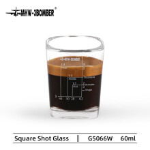 (White Logo 60ml) 2 Oz Shot Glass For Single Shot of Ristretto Heavy Base Square Coffee Glass Espresso Cup 60ml Clear Shot Glasses Measuring Cup