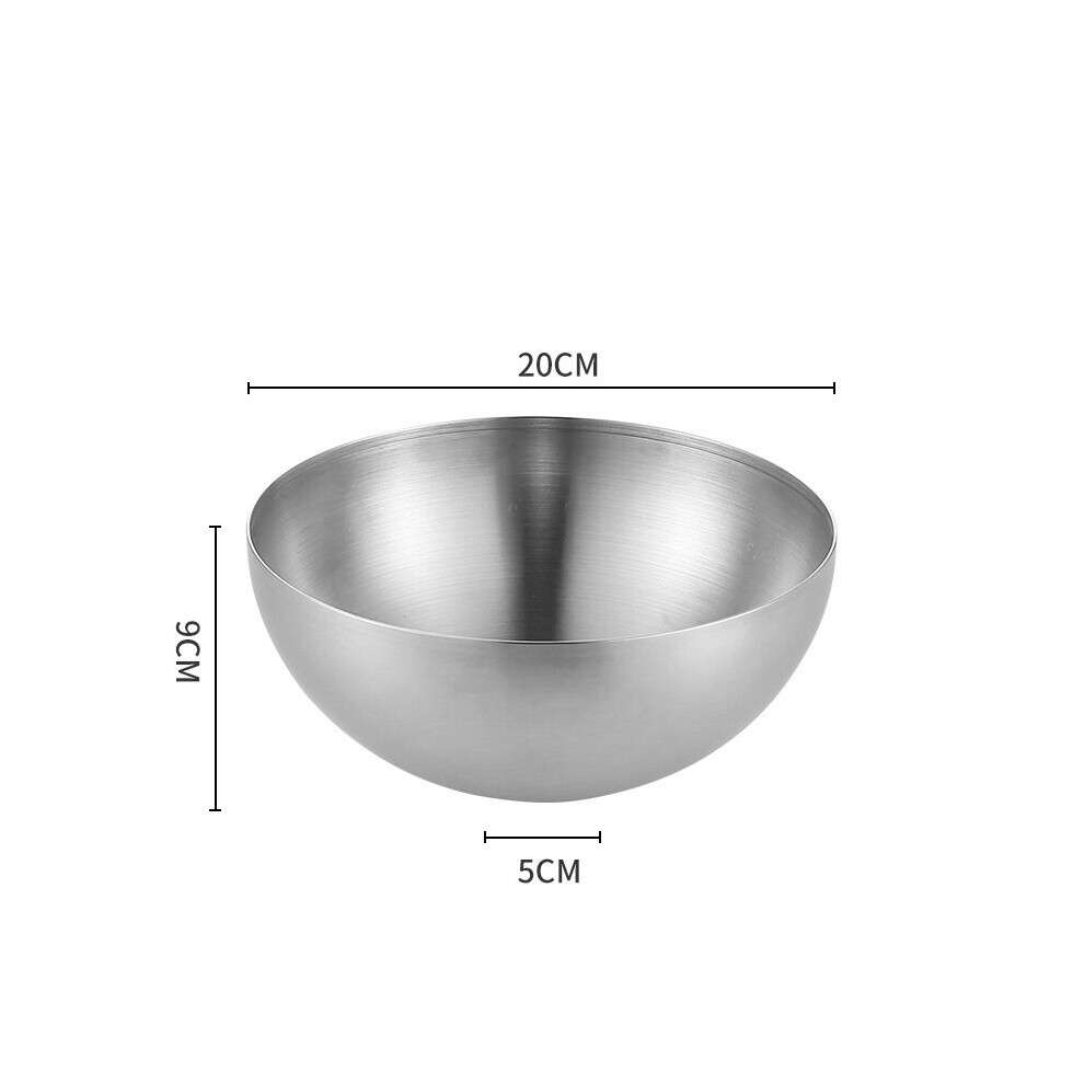 (Silver 20cm) Korean Stainless Steel Bowl Large Capacity Ramen Fruit Salad Mixing Bowls Kitchen Soup Tureen Tableware Silver Plates for Food-image-OPC-PBNQWQM-NEW