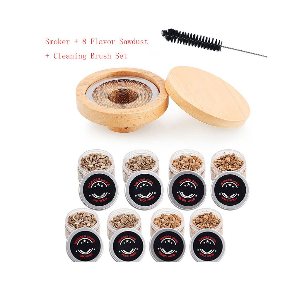 (8PCS set) Cocktail Smoker Set Bar Wooden Smoked Wood Hood Whiskey Smoking Wood Chips Box Cocktails Infuser Kit Kitchen Accessories