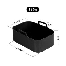 (black) Air Fryer Silicone Tray Dish Pizza Baking Pan Kitchen Accessories Reusable Cooking Tool Plate Grill Pot Cookware with Hand Clip