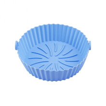 (blue) 16cm Air Fryers Oven Baking Tray Fried Chicken Basket Mat AirFryer Silicone Pot Round Replacemen Grill Pan Bakeware Accessories