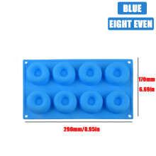 (8 Hole-Blue) Donut Mold Silicone Chocolate Mold Pastry Bread Cake Mold Non-Stick Baking Mold DIY Baking Tray Doughnut Dessert Making Tools