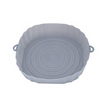 (Grey) 20cm Air Fryers Oven Baking Tray Fried Chicken Basket Mat AirFryer Silicone Pot Round Replacemen Grill Pan Accessories 2022 New