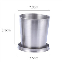 (L-250ml) Portable Stainless Steel Foldable Cup 75ml/150ml/250ml Outdoor Travel Collapsible Coffee Mug Telescopic Hiking Camping Water