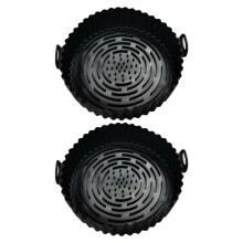 (Black) 2pcs Silicone Baking Cake Mat Heat-insulation Reusable Air Fryer Tray Waterproof Eco-friendly Gadgets for Outdoor Camping Picnic