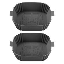 (B) 2pcs Accessories Fried Chicken Baking Tray Oven Air Fryer Silicone Pot Mat Grill Pan Replacement Basket Kitchen Reusable Square