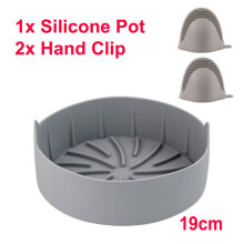 (Pink 19cm) Silicone Pot AirFryer Mat Oven Baking Tray Fried Pizza Chicken Basket Round Replacemen Air Fryers Grill Pan Kitchen Accessories