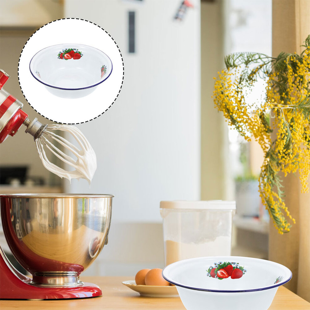 (Assorted Color 1) Bowl Enamel Basin Bowls Serving Vintage Enamelware Soup Salad Noodle Wash Camping Tray Chinese Ramen Mixing Kitchen Cereal Metal-image-OPC-PBNR76M-NEW