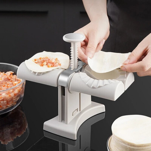(pink) Automatic Double Head Dumplings Artifact Manual Press Noodle Type Pierogi Maker Mold Dumpling Maker Hoom Kitchen Dumpling Mould 1