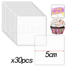 (Square-5cm -30pcs) 5/10/15/20/25cm Square Acrylic Cake Disk DIY Art Blank Board Cake Tool Tray Stand Cake Topper Decoration Tool Baking Accessories