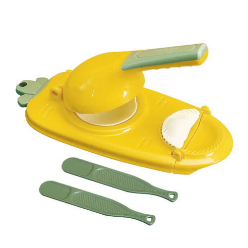 (D) 2-in-1 Dumpling Maker DIY Dumpling Wrapper Machine Manual Dumplings Making Molds with Rolling Stick Practical Pastry Tools