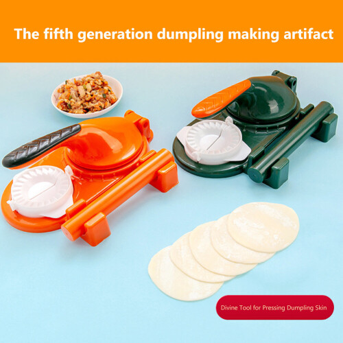 (D) 2-in-1 Dumpling Maker DIY Dumpling Wrapper Machine Manual Dumplings Making Molds with Rolling Stick Practical Pastry Tools 1