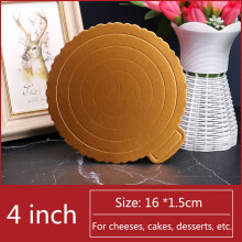 (4 inches round) Golden Thick Cake Base Mat Boards Cake Board Mousse Pad Card Cupcake Dessert Display Tray Birthday Party Cake Baking Decor Tool