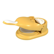 (Yellow) 2 In 1 Dumpling Skin Press Manual Dumplings Modeling Maker Set Dough Pressure Mould Machine Pressing Tool Mold for Kitchen