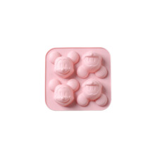 (Pink) DIY 4-cavity cartoon mouse silicone cake mold chocolate bread pastry ice tray mold children's fudge cake decoration baking tools