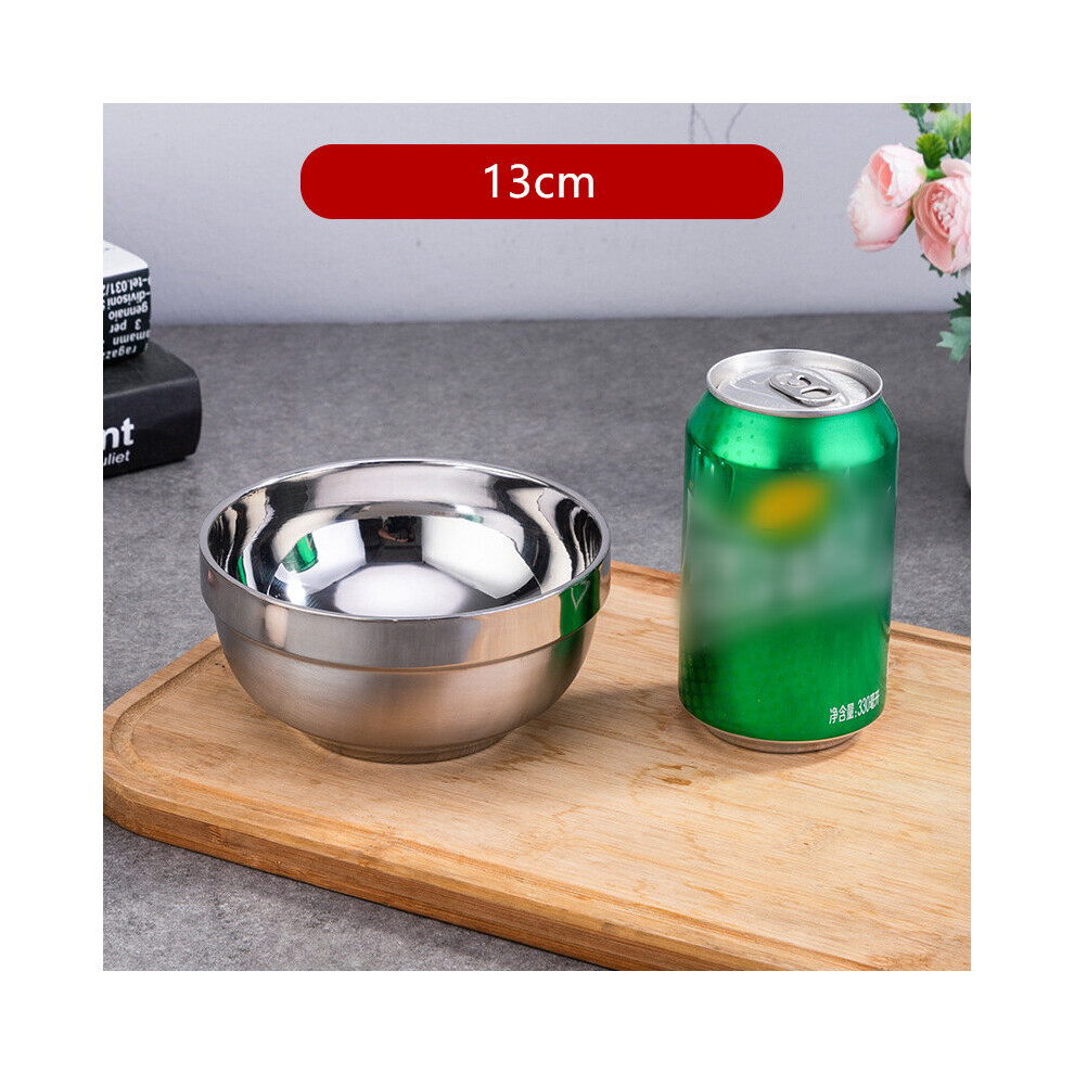 Dechoicelife (13Cm) New 7 Sizes Stainless Steel Ramen Bowls Children's Tableware Noodles Salad Plates Double Layer Mixing Container Kitchen Utensils