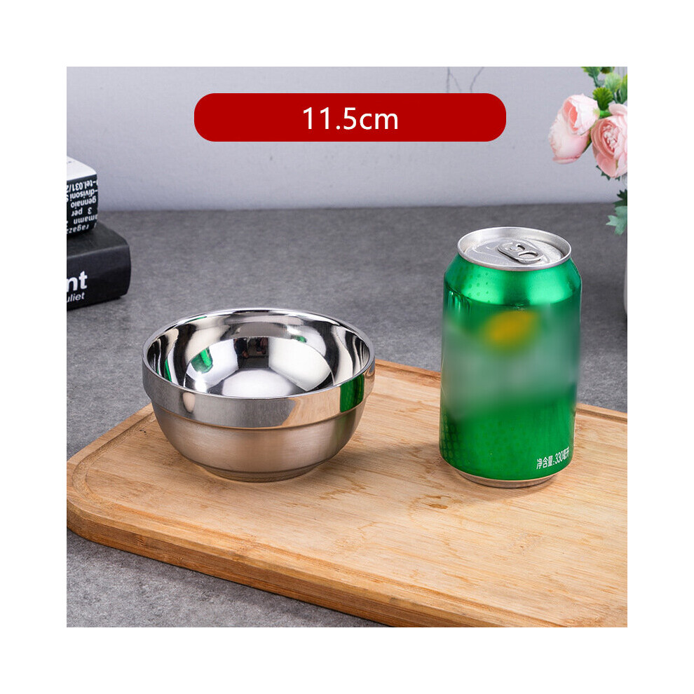 Dechoicelife (11.5Cm) New 7 Sizes Stainless Steel Ramen Bowls Children's Tableware Noodles Salad Plates Double Layer Mixing Container Kitchen Utensils