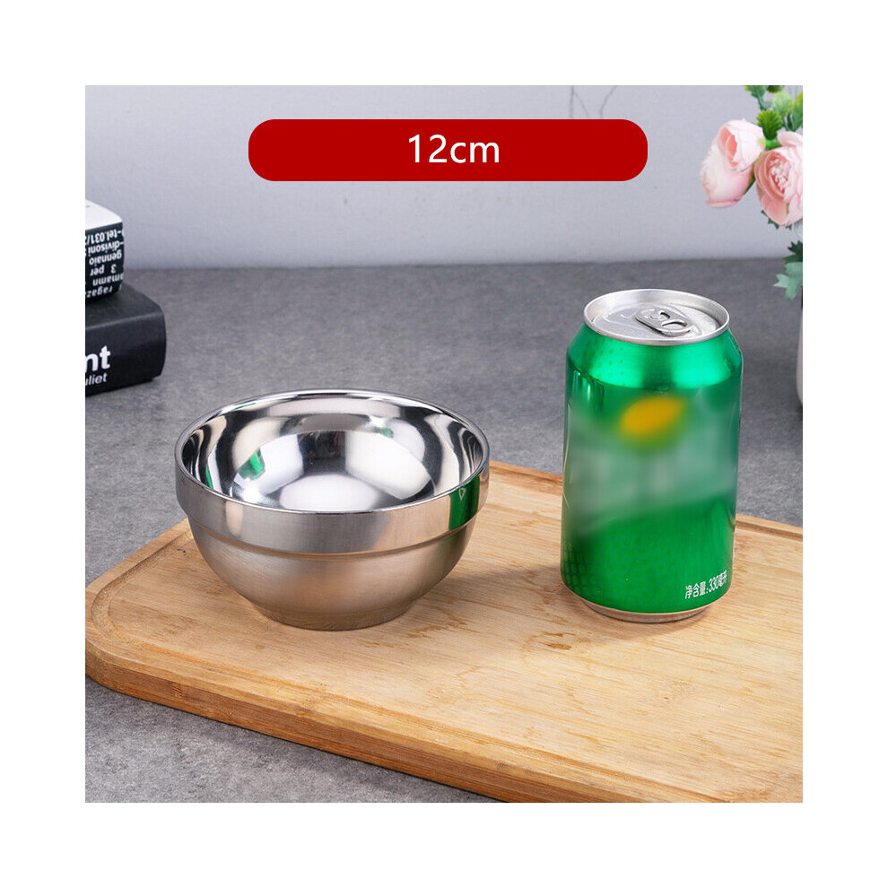 Dechoicelife (12Cm) New 7 Sizes Stainless Steel Ramen Bowls Children's Tableware Noodles Salad Plates Double Layer Mixing Container Kitchen Utensils