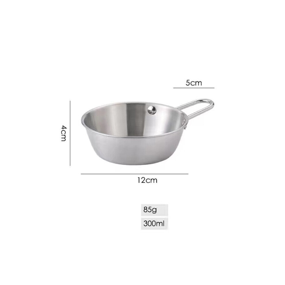 (Silver 12 cm) 304 Stainless Steel Korean Rice Wine Bowl Rice Bowl Seasoning Cooking Kitchen Soup With Handle Ramen Pot Salad Mixing Bowl-image-OPC-PBNRJPJ-NEW
