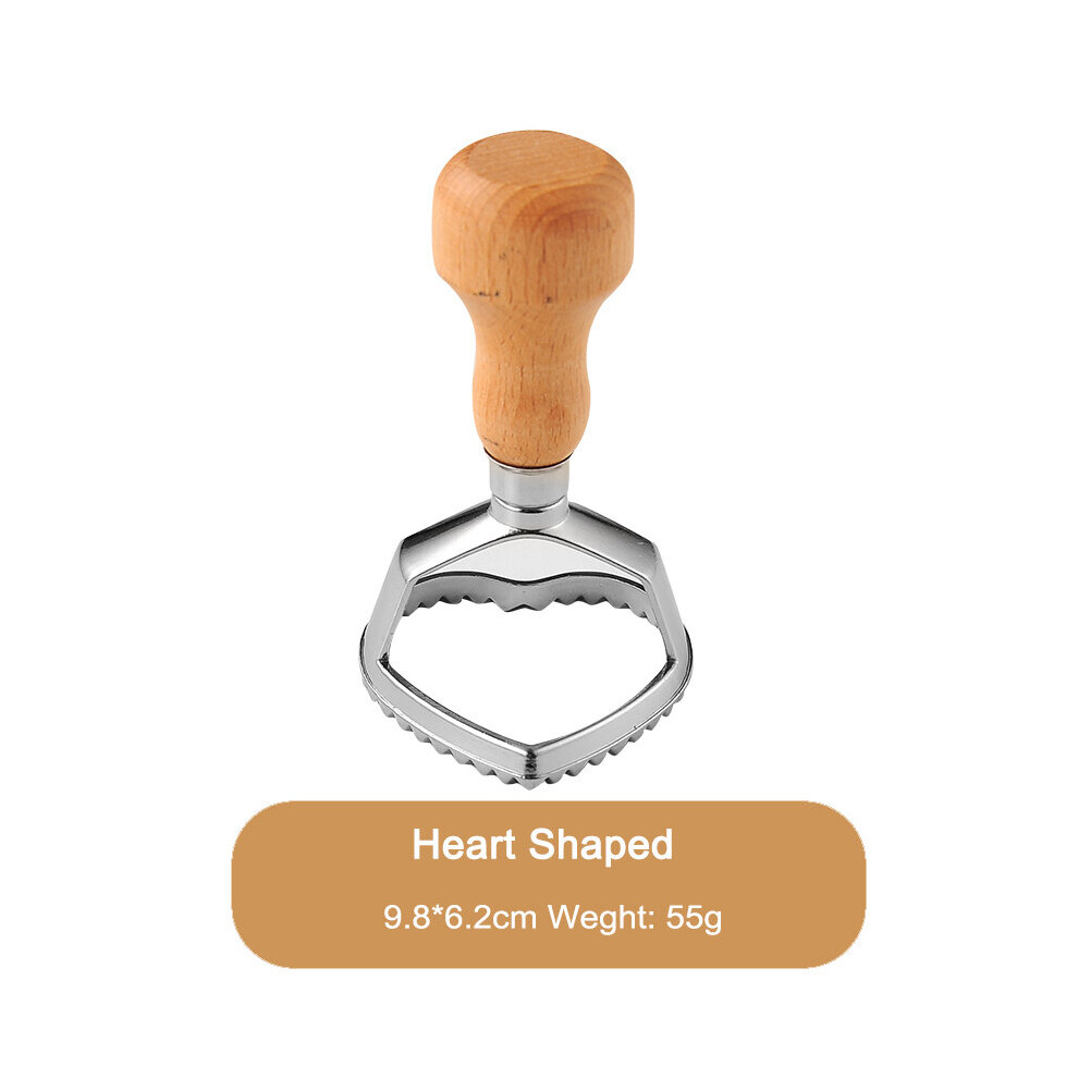 (Heart Shaped) Classical Home Made Round /Square/ Heart Shaped Ravioli Stamp With Wooden Handle  Pasta Mold Cutter Press For modeling dumplings-image-OPC-PBNRJVX-NEW