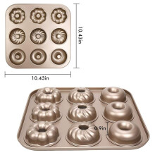 (XN1900A) 9/12 Cavity Donut Mold Chocolate Mold Pastry Bread Cake Mold Non-Stick Baking Mold DIY Baking Tray Doughnut Dessert Making Tool