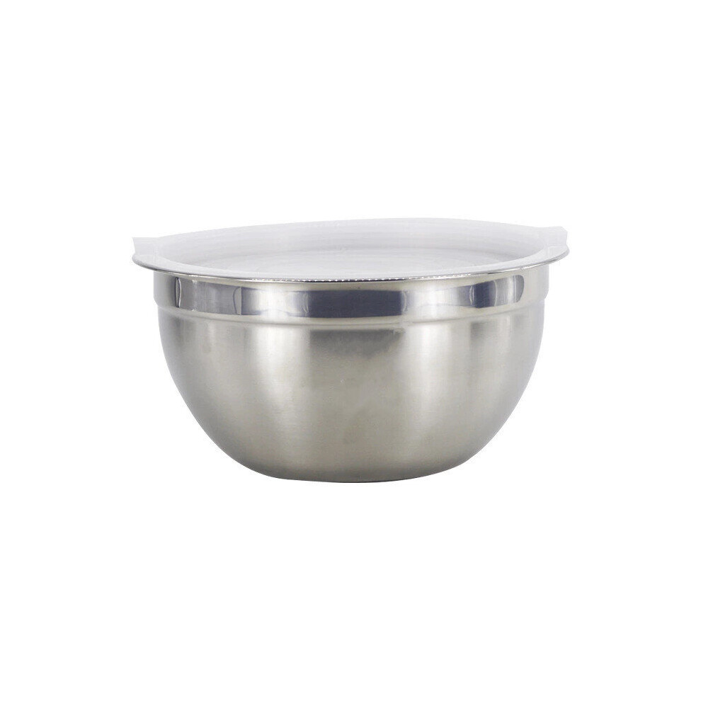 (silver with cover 20cm) Stainless Steel Salad Mixing Bowls Non-Slip Thick Egg Beater Dough Basin with Lid Fruits Food Container Kitchen Cooking Tools-image-OPC-PBNRKMT-NEW