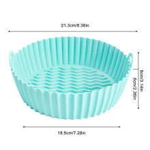 (Mint Green 8.5 inche) Air Fryer Baking Pan Reusable Non-Stick Air Fryer Silicone Pan Safe and Non-Toxic Air fryers Oven Accessories Round Tray