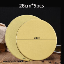 (Golden28cm 5pcs) 5pcs Round Cake Boards Set Cakeboard Base Disposable Paper Cupcake Dessert Tray 6/8/10 inches Cake gold card gasket