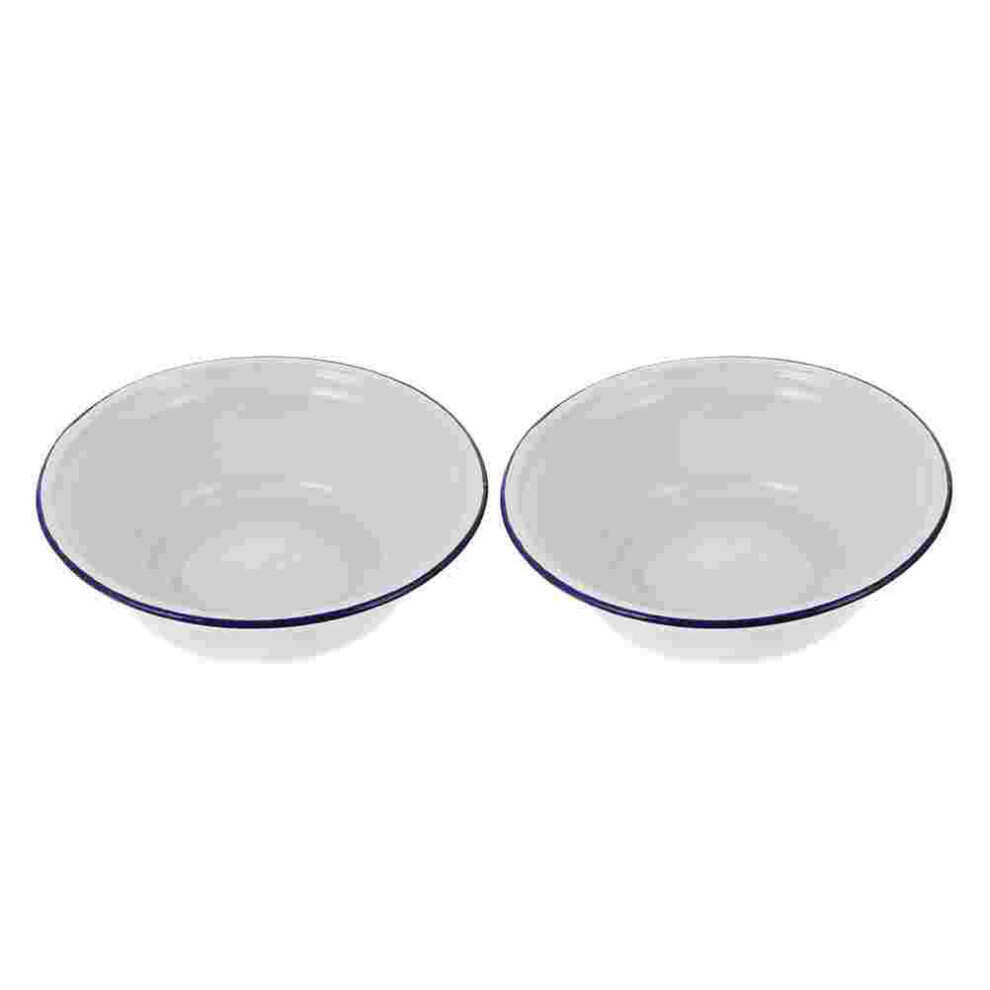 (14X14X4CM) Bowl Enamel Bowls Soup Basin Serving Enamelware Mixing Salad Vintage Cereal Round Metal Tray Fruit Wash Simple Pot Camping-image-OPC-PBNRK62-NEW
