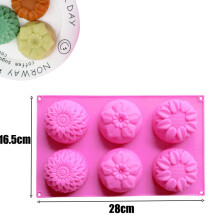 (6) Cake Mousse Mold Rose Flower Chrysanthemum Silicone Baking Pan Ice Cube Tray Chocolate Candy Jelly Ice Cube Muffin Handmade Soap