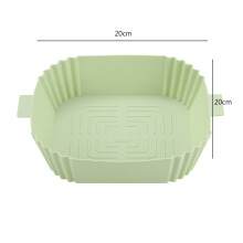 (20cm Green Pan) 20cm Air Fryer Baking Tray Silicone Pot Reusable Square Fried Chicken Basket Mat With Handles Replacement Grill Pan for Oven