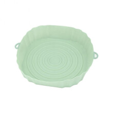 (Green) Silicone AirFryer Pot Air Fryers Oven Baking Tray Fried Pizza Chicken Basket Mat Square Round Replacemen Grill Pan Accessories
