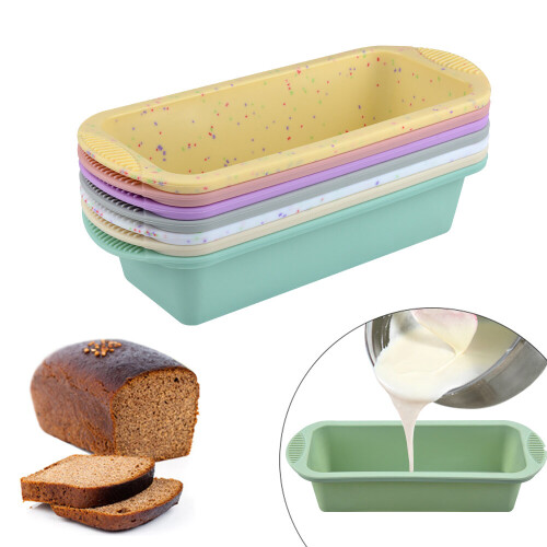 (fragrant green) 2022 New Rectangular Silicone Bread Pan Mold Toast Bread Mold Cake Tray Long Square Cake Mould Bakeware Non-stick Baking Tools 1