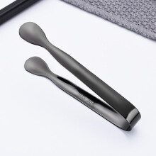 (Black) Vintage Rose Relief Stainless Steel Ice Cube Clips Sugar Tongs Food Clips Kitchen Serving Tong Barware Accessories