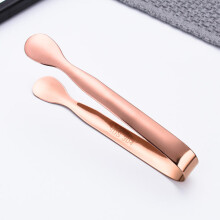 (Rose gold) Vintage Rose Relief Stainless Steel Ice Cube Clips Sugar Tongs Food Clips Kitchen Serving Tong Barware Accessories