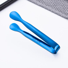 (Blue) Vintage Rose Relief Stainless Steel Ice Cube Clips Sugar Tongs Food Clips Kitchen Serving Tong Barware Accessories