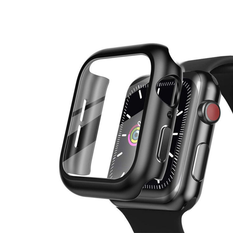 2 PCS Waterproof Case Compatible with Apple Watch 45mm Series 8 with Tempered Glass Screen Protector Hard PC Bumper Case