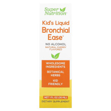 Super Nutrition, Kind's Vloeibare Bronchiale Ease, Geen Alcohol, Kers, 1 fl oz (30 ml)