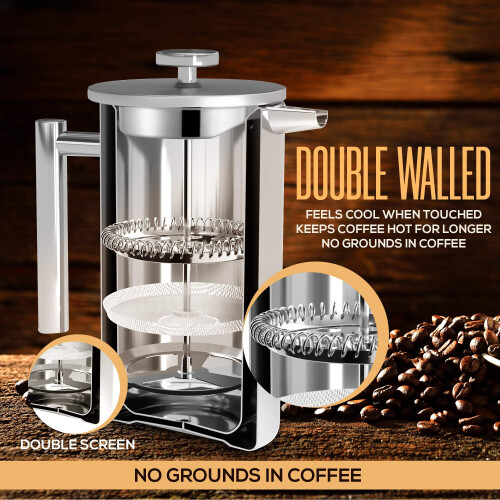 (1000ML) Stainless Steel French Press Coffee Maker 1