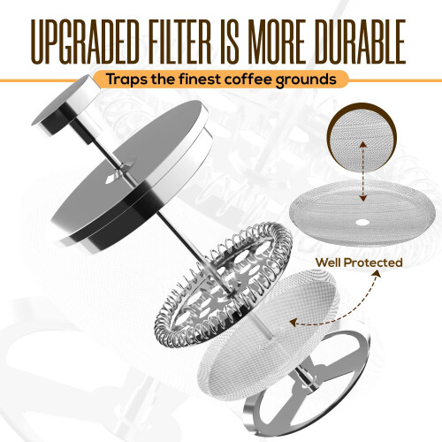(1000ML) Stainless Steel French Press Coffee Maker 2