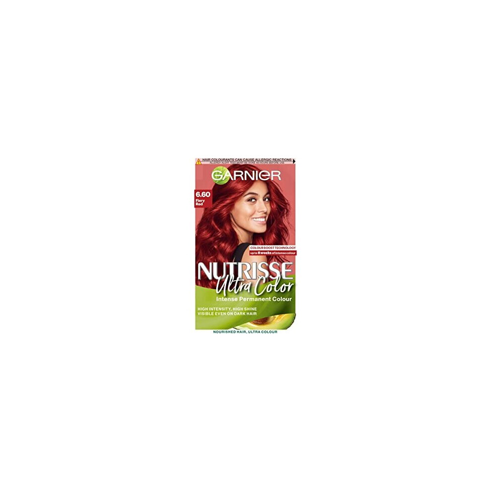 Garnier Nutrisse Ultra Color, Permanent Hair Dye, 6.60 Fiery Red